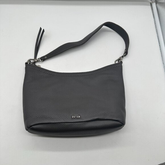 The Sak Handbags - The SAK Pebble Leather Small Shoulder Bag Handbag Purse Slate Gray EUC Like New